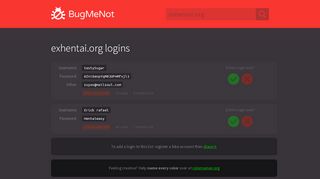 
                            9. exhentai.org logins - BugMeNot