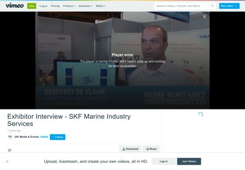 
                            11. Exhibitor Interview - SKF Marine Industry Services on Vimeo
