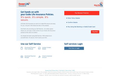 
                            3. Exide Life Insurance - Customer Portal