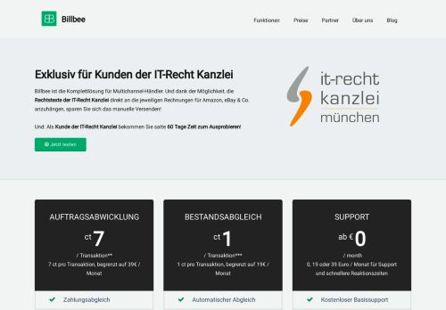 
                            12. Exklusiv für Kunden der IT-Recht Kanzlei: Billbee 60 Tage kostenlos ...