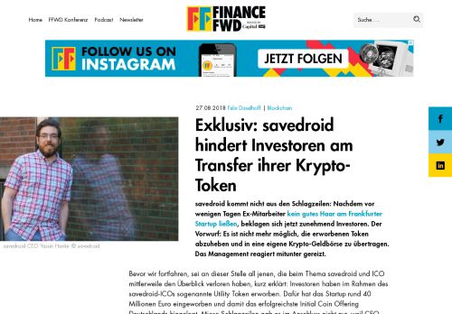 
                            13. Exklusiv: savedroid hindert Investoren am Transfer ihrer Krypto-Token ...