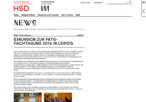 
                            9. Exkursion zur FKTG-Fachtagung 2016 in Leipzig - Fachbereich Medien