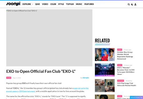 
                            11. EXO to Open Official Fan Club “EXO-L” | Soompi
