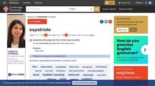 
                            9. EXPATRIATE | meaning in the Cambridge English Dictionary