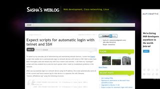 
                            13. Expect scripts for automatic login with telnet and SSH | Sasha's weblog