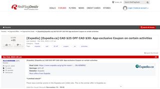 
                            12. [Expedia] [Expedia.ca] CAD $25 OFF CAD $30: App-exclusive Coupon ...