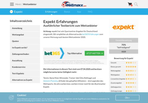 
                            11. Expekt Sportwetten - Erfahrungen & Test 02/19 - Wettmaxx.com