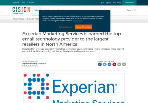 
                            9. Experian Marketing Services is named the top email technology ...