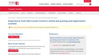 
                            12. Experience York (the Career Centre's online job posting ...