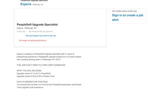 
                            12. Experis hiring PeopleSoft Upgrade Specialist in Crafton, Pennsylvania ...