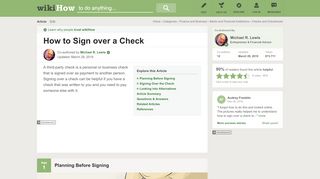 
                            9. Expert Advice on How to Sign over a Check - wikiHow
