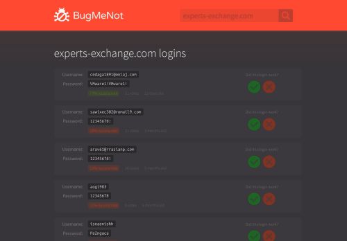 
                            6. experts-exchange.com passwords - BugMeNot