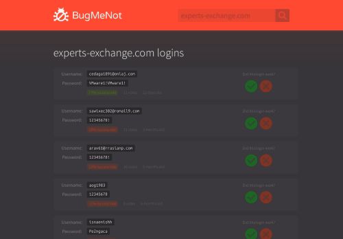 
                            4. experts-exchange.com passwords - BugMeNot