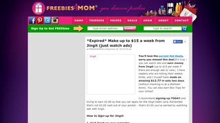 
                            11. *Expired* Make up to $15 a week from Jingit (just watch ads)