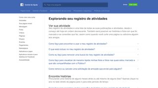 
                            5. Explorando seu registro de atividades | Central de ajuda do Facebook ...