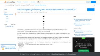 
                            8. Expo Google login working with Android simulator but not with iOS ...