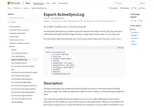 
                            3. Export-ActiveSyncLog - Microsoft Docs