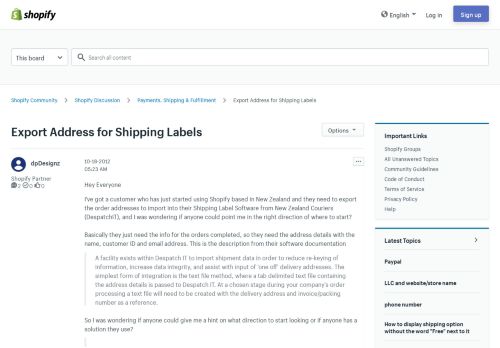 
                            10. Export Address for Shipping Labels - Shopify Community