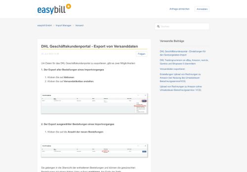 
                            1. Export von Versanddaten zum DHL Geschäftskundenportal – easybill ...