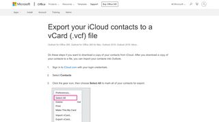 
                            8. Export your iCloud contacts to a vCard (.vcf) file - Office Support