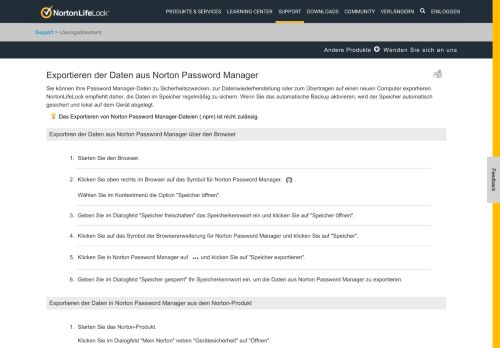 
                            12. Exportieren und Importieren der Daten in Norton Password Manager