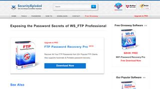 
                            12. Exposing the Password Secrets of WS_FTP Professional