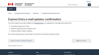 
                            6. Express Entry e-mail updates: confirmation