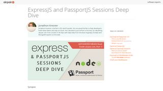 
                            8. ExpressJS and PassportJS Sessions Deep Dive - AirPair