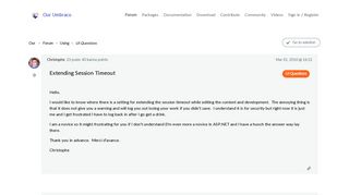 
                            1. extending session timeout - UI Questions - our.umbraco.com