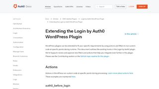 
                            11. Extending the Login by Auth0 WordPress Plugin