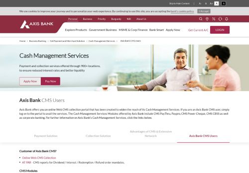 
                            3. Extensive CMS Network - Cash Management Services - Axis Bank