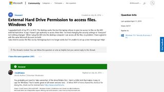 
                            2. External Hard Drive Permission to access files. Windows 10 ...