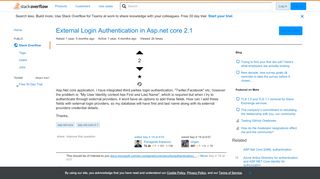 
                            5. External Login Authentication in Asp.net core 2.1 - Stack Overflow