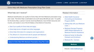 
                            9. Extra Help with Medicare Prescription Drug Plan Costs - Social Security