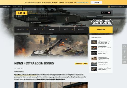 
                            3. Extra Login Bonus | Armored Warfare - Official Website