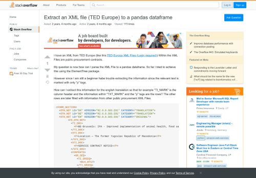 
                            8. Extract an XML file (TED Europe) to a pandas dataframe - Stack ...