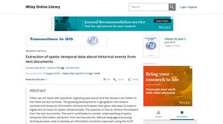 
                            10. Extraction of spatio‐temporal data about historical events from text ...