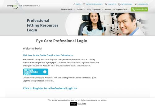 
                            8. Eye Care Professional LogIn - SynergEyes - SynergEyes