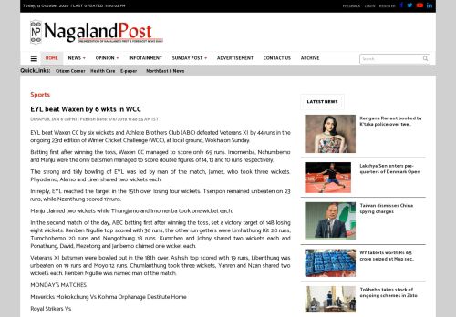 
                            9. EYL beat Waxen by 6 wkts in WCC - Nagaland Post