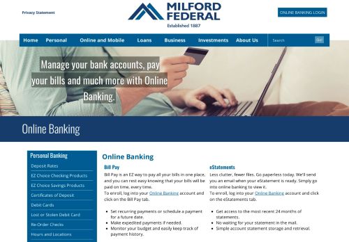 
                            9. EZ BankNet - Your Online Banking System | Milford Federal