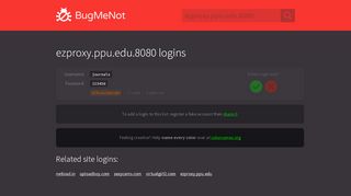 
                            11. ezproxy.ppu.edu.8080 logins - BugMeNot