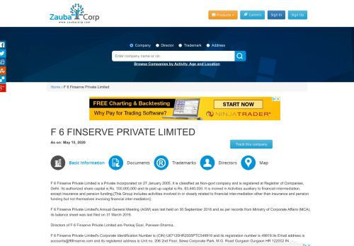 
                            7. F 6 FINSERVE PRIVATE LIMITED - Company, directors and contact ...