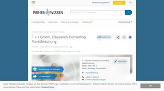 
                            12. F + I GmbH, Research Consulting Marktforschung - FirmenWissen