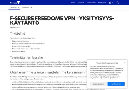 
                            13. F-Secure FREEDOMEn yksityisyyskäytäntö | F-Secure