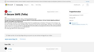 
                            12. F-Secure SAFE (Telia) - Microsoft Community