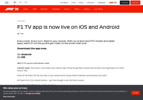 
                            11. F1 TV app is now live on iOS and Android - Formula One