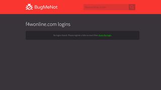 
                            11. f4wonline.com passwords - BugMeNot