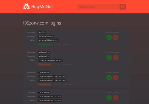
                            3. f95zone.com passwords - BugMeNot