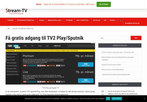 
                            5. Få gratis adgang til TV2 Play / TV2 Sputnik - Stream TV