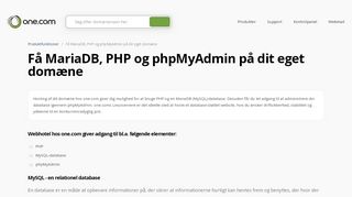 
                            4. Få MariaDB, PHP og phpMyAdmin på dit eget domæne | One.com